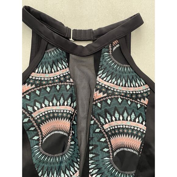 Adore Me Swim One Piece Swimsuit Colorblock Print Mesh Swimwear - Picture 2 of 7